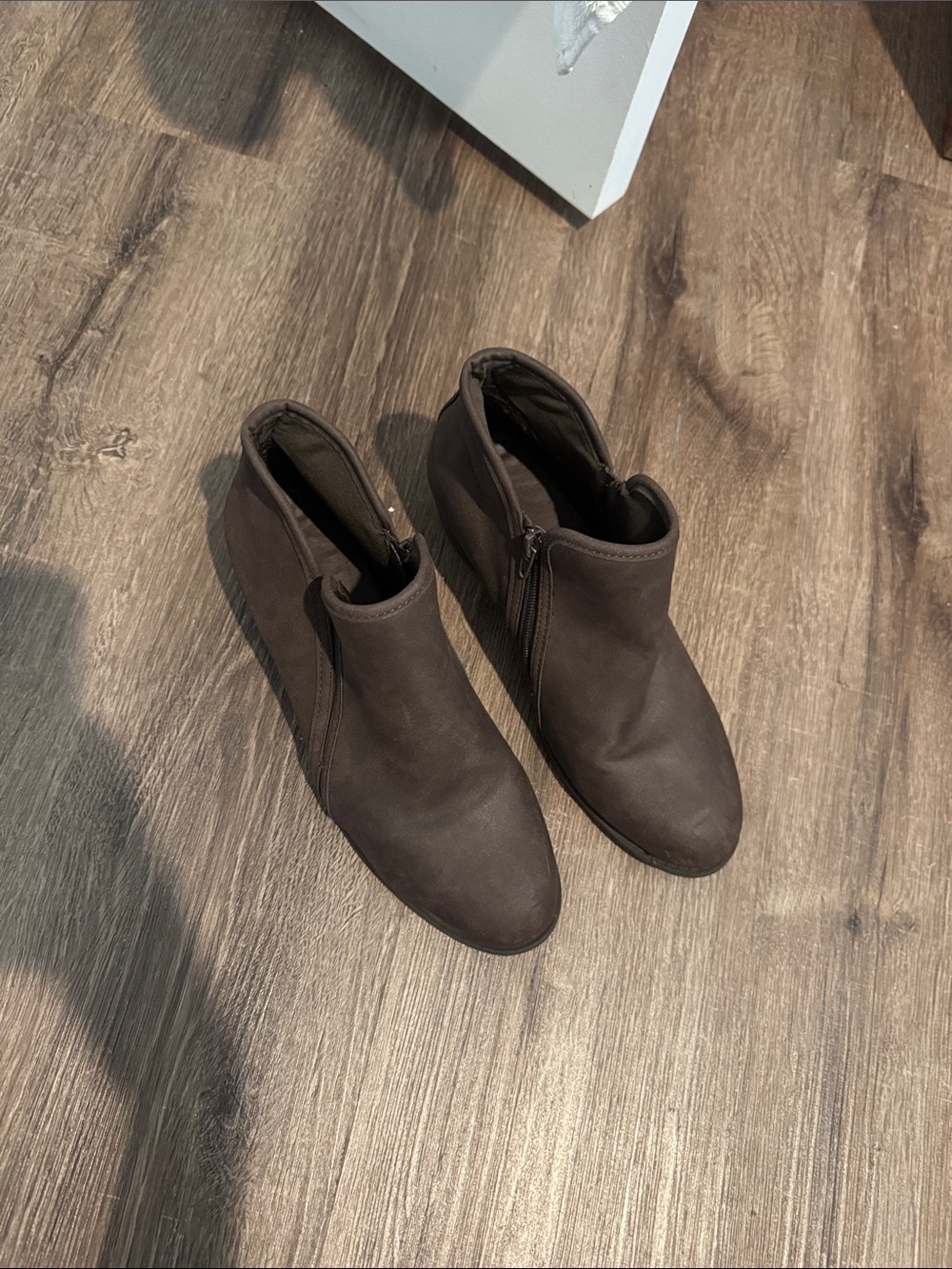Brown Ankle Booties with Side Zipper
